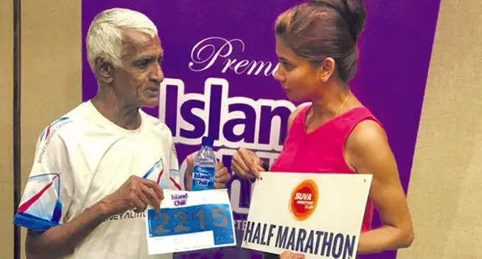 From left: Shiri Chand ‘Mushroom’ with Island Chill Suva Marathon media officer  Josephine Prasad on July 21, 2018.   Photo: Suva Marathon