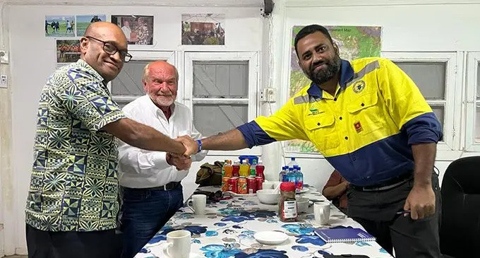 From left: Minister for Mineral Resources, Jone Usamate, Lion One Metals founder, president and chief executive officer, Walter Berukoff, and director Mineral Resources Department. Raymond Mohammed, during a mine visit on August 8, 2022, at Tuvatu alkaline gold project, near Nadi
