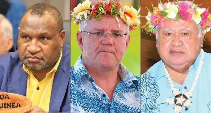 L-R: PNG PM James Marape, Australian PM Scott Morrison and Samoan PM  Tuila’epa Sa’ilele Malielegaoi