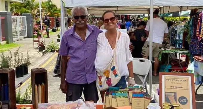 Jean Hutchison Tikaram and her husband Anil Tikaram at the ROC market