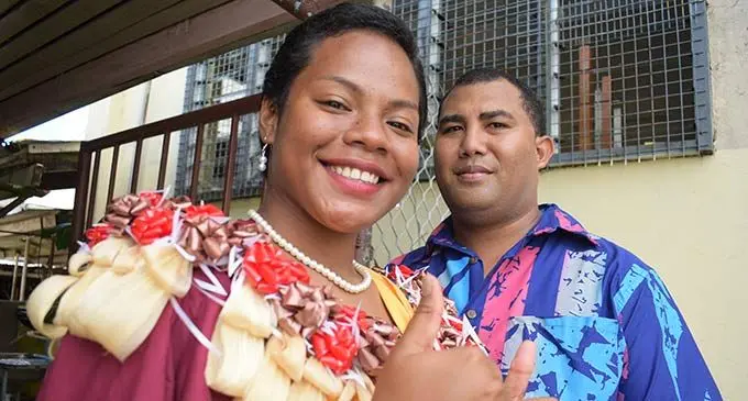 Nabua Secondary School dux Theresa Ah Sing, with her uncle Edmond Ah Sing in School on December 9, 2022. Photo: Ronald Kumar
