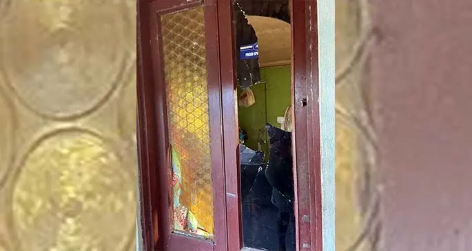 Mr Mudaliar's damaged glass door which was broken by the perpetrator on August 30, 2020 in Lovu, Lautoka. Photo: Supplied