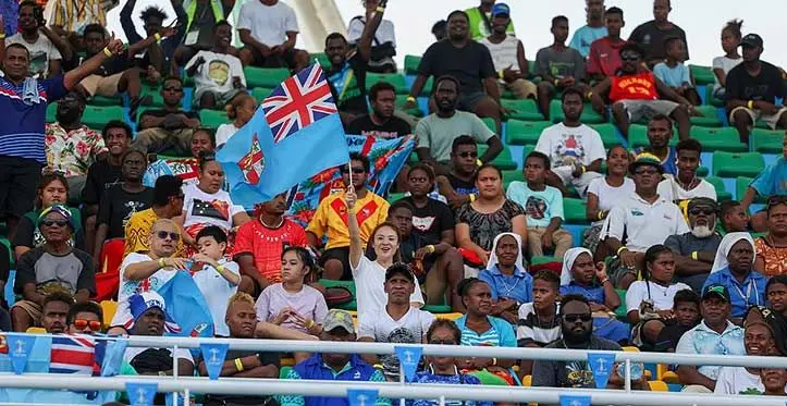 Fiji fans continue to support the Team Fiji men's and women's rugby sevens teams during the semifinals at the Pacific Games in Honiara, Solomon Islands. Photo: Sereana Salalo