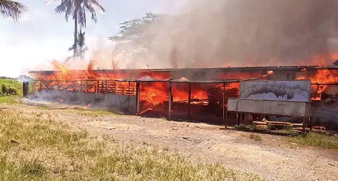 The Yados Furniture Joinery and Upholstery Pte Ltd in Vadravadra, Ba engulfed in flames on February 16, 2022. Photo: National Fire Authority