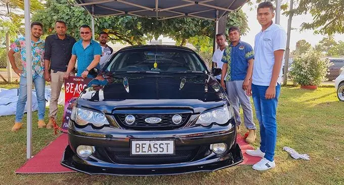 Members of Naughty Riders Car Club during their first official car show at Subrail Park in Labasa on June 17, 2022. Photo: Sampras Anand