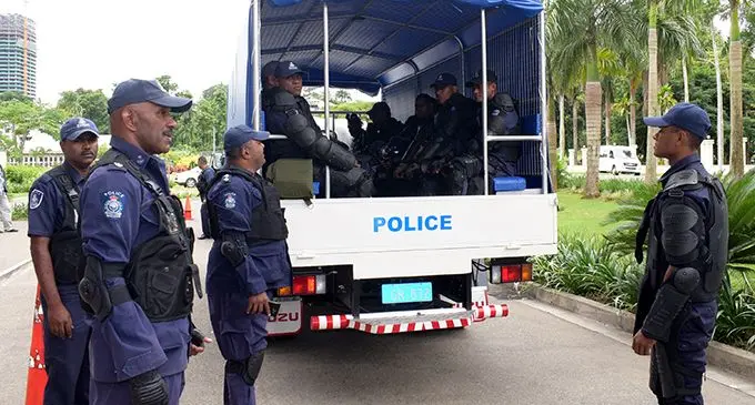 Police Special Response Unit officers on patrol around Suva City on May 3, 2019, to ensure public safety.  Photo: Ronald Kumar