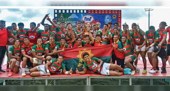 The victorious Army women's rugby team celebrate their first FMF Sukuna Cup victory on November 25, 2022. Photo: Supplied 
