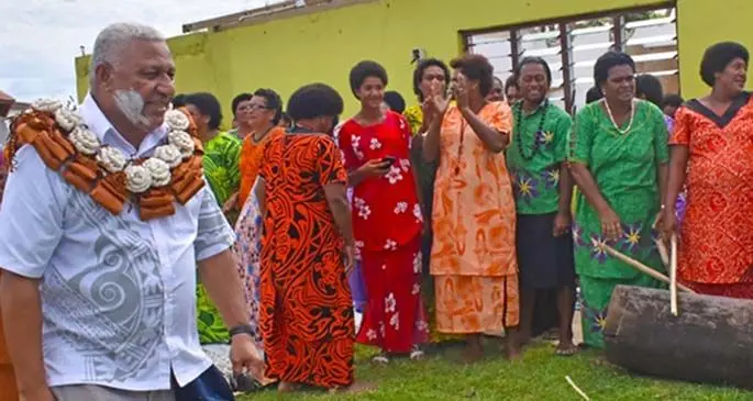 Prime Minister Voreqe Bainimarama with Ekubu villagers on Vatulele on May 20, 2020. Photo: Office of the Prime Minister