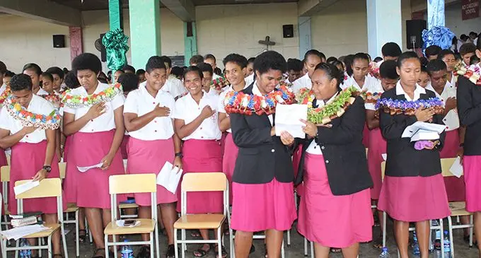 The Adi Cakobau School prefects saying their Oath during the induction ceremony on February 3, 2019. Photo: Simione Haravanua