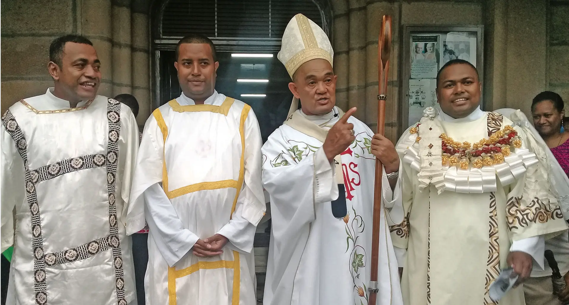 From left: Semi Ulunasobu, Edward Vakatora, Archbishop Peter Loy Chong and Lasarusa Korociri on February 10, 2018.  Photo: Lusiana Tuimaisala