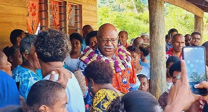 Prime Minister, Sitiveni Rabuka, during his visit to Wailevu Village in Cakaudrove province on January 2, 2023. Photo: Sampras Anand