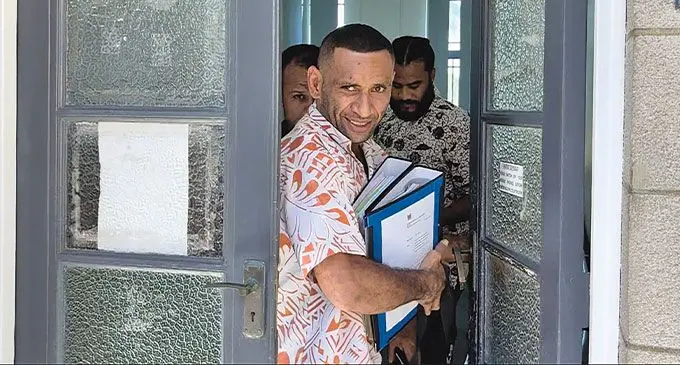 Anare Buresolei Vulaki outside the Suva Magistrates’ Court on April 17, 2024. Photo: Beranadeta Nagatalevu