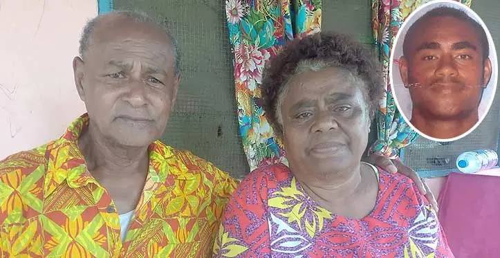 Father Tony Sam McPherson consoles his wife, Vaseva Kurucake, at their residence. Photo: Charles Chambers/ Inset: Mosese Tora McPherson.