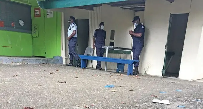 Blood stain found where the alleged incident happened at Prince Charles Park, Nadi on July 1, 2021.  Photo: Waisea Nasokia
