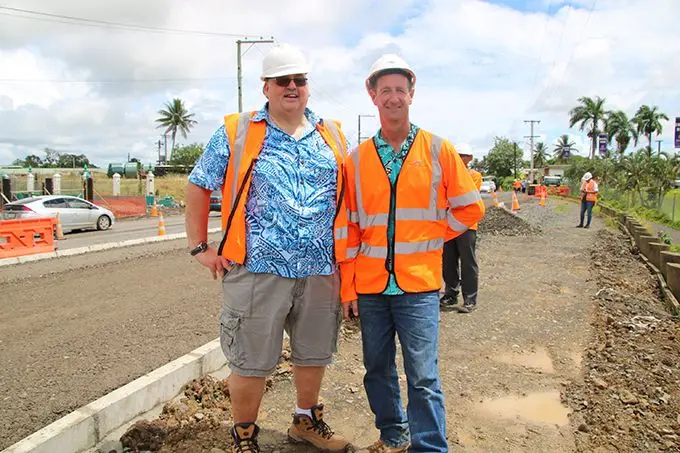 Fiji Roads Authority chief executive officer Jonathan Moore with FRA Works Superintendent Lee Doherty.