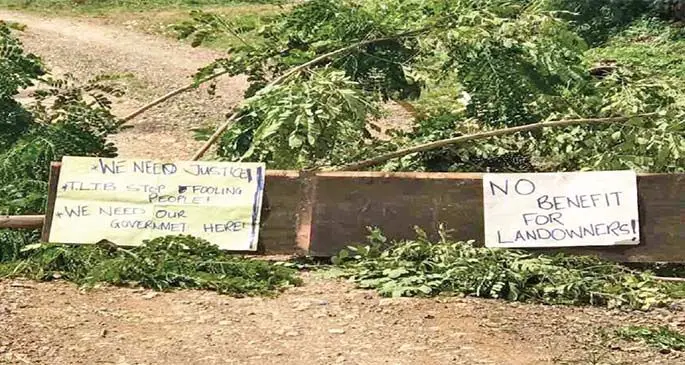 The road block at Tau Village near Momi in Nadroga on September 20. Photo Charles Chambers