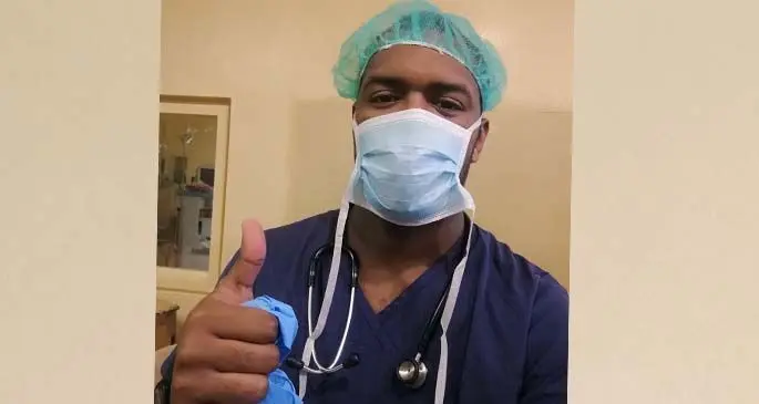 A thumbs up all day everyday despite the COVID-19 crisis for Dr Solomone Tanuku at the Navua Hospital isolation centre. Photo: Ministry of Health and Medical Services