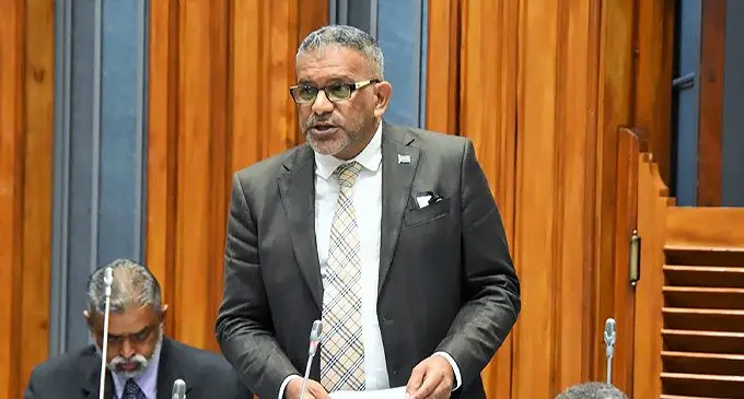 Minister for Commerce, Trade, Tourism and Transport Faiyaz Koya in Parliament on February-8-2022.-Photo-Parliament-News.