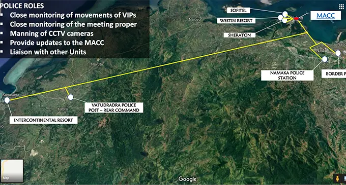 A map of the  Multi-agency Co-ordination Center during the  Asian Development Bank Board annual meeting of Governors.