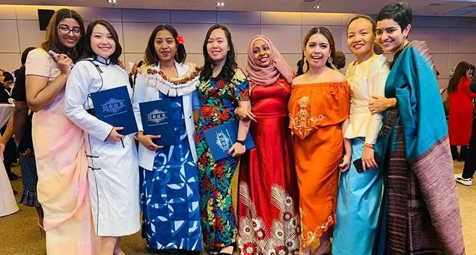 Fiji Sun senior journalist Fonua Talei (third from left) with fellow graduates in Beijing, China.