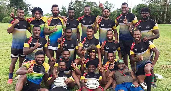 Raiwasa Taveuni rugby 7s team during training in Waiyevo on March 10, 2021 Raiwasa Taveuni are on second spot of the Super Sevens Series. Photo: Soko Vakacegu