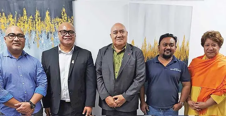From left: Pacific Specialist Healthcare(PSH) neurosurgeon Dr Alan Biribo, Tongan physician Dr Sione Latu, Tongan Minister for Health Dr Saia Ma’u Plukala, PSH Director and CEO Parvish Kumar and Tongan Radiologist and medical superintendant Vaiola Hospital Dr Ana Akauola at PSH Hospital in Nadi on July 28, 2023. Photo: Charles Chambers