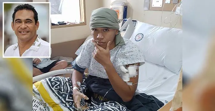 Christian Paul Steven Pesamino is undergoing treatment at St Luke’s Hospital, Manila, Philippines. (Top insert): Hotelier and cyclist Steven