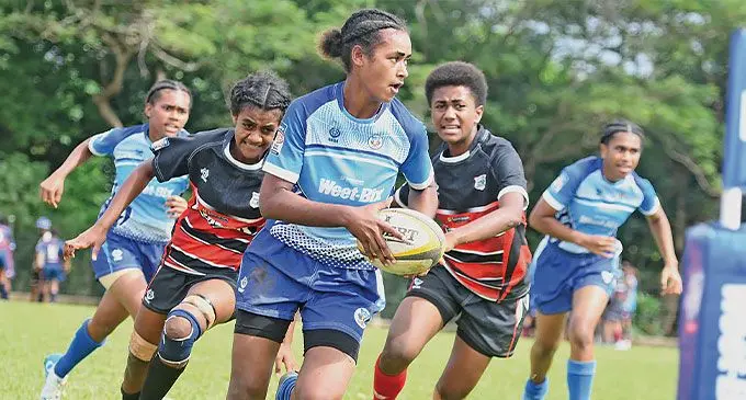 Nasinu Secondary School Under-16 girls side on attack against Naitasiri Secondary during their Weet-Bix Raluve clash at Suva’s Buckhurst Park on June 29, 2024. Photo: Ronald Kumar