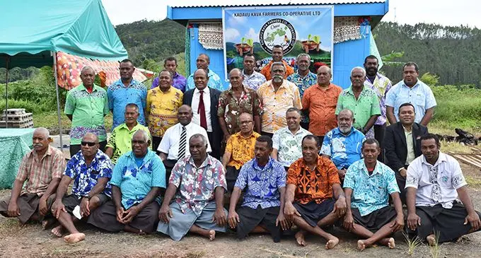 Kadavu Kava Farmers Co-operative Limited board members during the opening of the pounding shed in Kadavu.