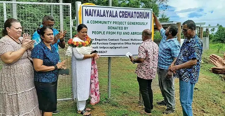 Opposition Member of Parliament (MP) Premila Kumar (fourth from left), officiated at the opening of the first crematorium at Naiyalayala Settlement in Taveuni on April 13, 2023.