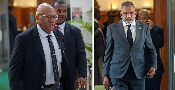 Prime Minister, Sitiveni Rabuka and Opposition Member of Parliament Faiyaz Koya. Photos: Leon Lord