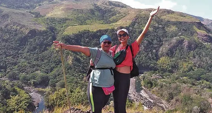 From left: Alisi Tuqa with her daughter on a two-night Talanoa Trek  around Gaga and Nubutautau, in the interior of Nadroga Navosa.  