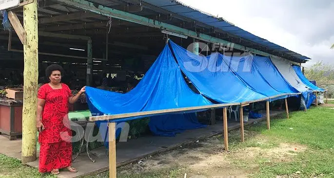 Rosalia Suli standing outside the temporary shelter for Savusavu Market Vendors on January 16,2020. Photo: Laisa Lui