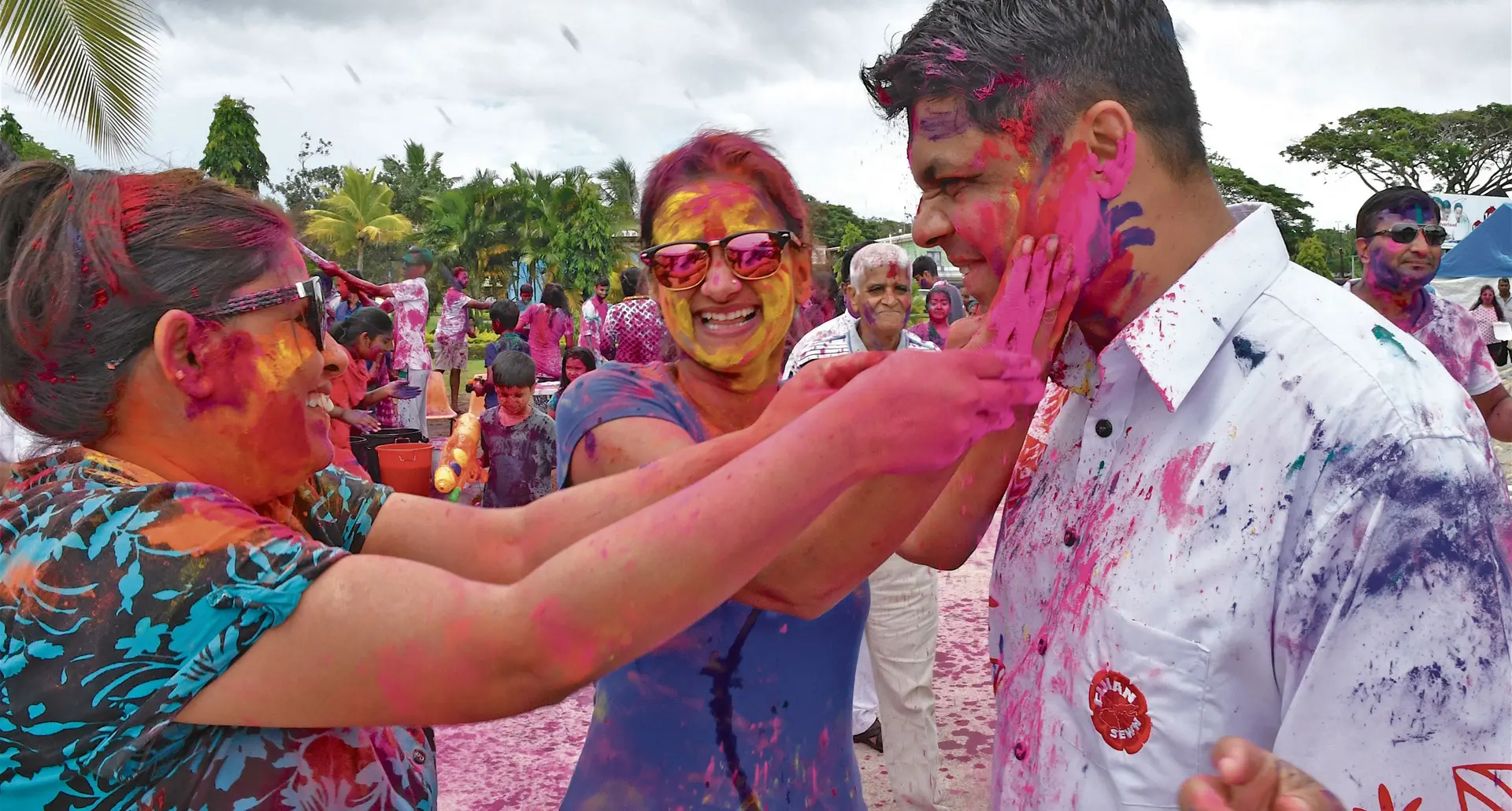 Attorney-General Aiyaz Sayed-Khaiyum (front/right) celebrates Holi at My Suva Park on March 4, 2018. Photo: Deptfo 