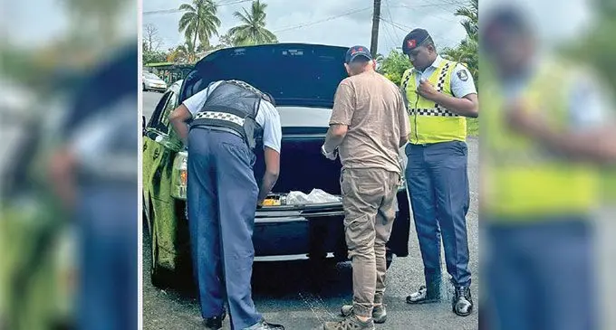 Police conduct checks on vehicles for illicit drugs.