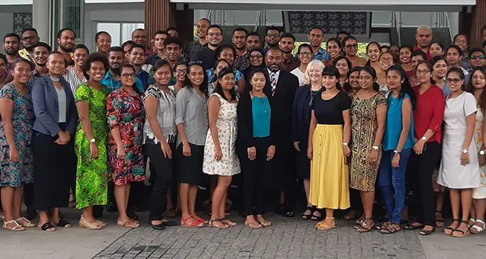 New doctors with the Minister for Health and Medical Services Dr Ifereimi Waqainabete (middle), at the Pearl Resort in Pacific Habour on January 27, 2020. Photo: DEPTFO News
