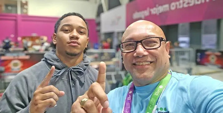 International Weightlifting Federation (IWF) world youth champion Nehemiah Elder with his coach and father Henry Elder.