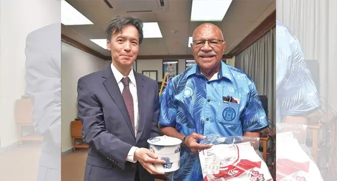 Prime Minister and Minister for Foreign Affairs, Sitiveni Rabuka with new Ambassador of Japan to Fiji Rokuichiro Michii. Photo: DEPTFO News
