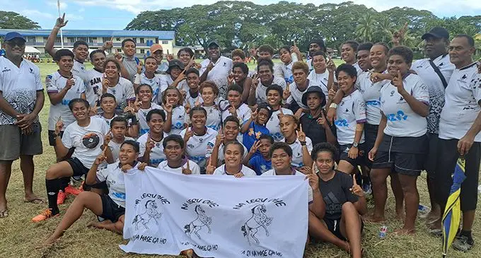 Nadroga women rugby players at Ratu Navula College ground in Nadi on April 22, 2023. Photo: Waisea Nasokia