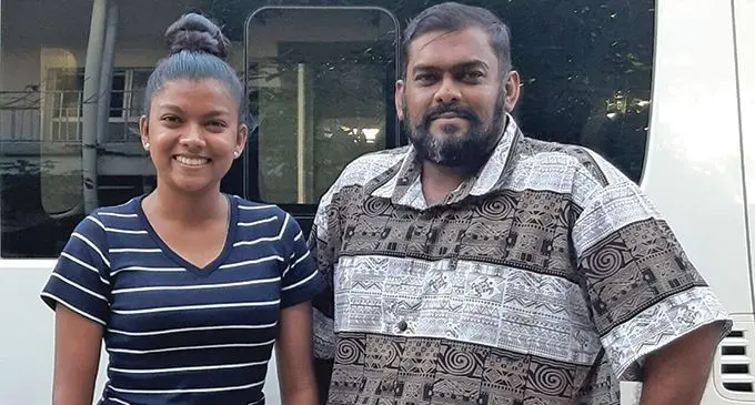 Shayal and her father Shalendra Prasad in Suva on June 26, 2019. Photo: Rosi Doviverata