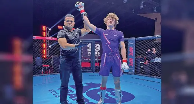 Flynn Evans (right) is a Fiji-born amateur in mixed martial sport in New Zealand. 