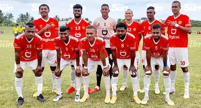 Rewa football team, back (from left) Inoke Turagalailai, Samuela Nabenia, Mohammed Alam, Tevita Waranaivalu, Kishan Sami, Gabrieli Matanisiga, Front (from left) Kavaia Rawaqa, Ivan Kumar, Ioane Matanisiga, Setareki Hughes, Patrick Joseph at Lawaqa Park, Sigatoka on December 5, 2021. Rewa beat Nadroga 3-0 in their Digicel Premier League clash and face Ba this weekend. Photo: Mereleki Nai