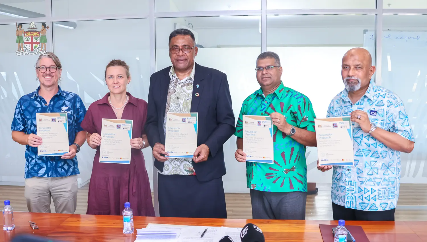 Minister for Finance, Commerce and Business Development, Esrom Immanuel (third from left) and Reserve Bank of Fiji Governor and taskforce co-chair Ariff Ali (fourth from left) among development partners.  Photo: Supplied