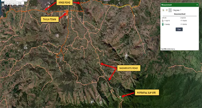 Location of Slip with respect to Tavua Road.