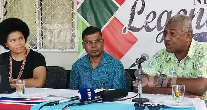 NFP party members and Opposition Member of Parliament  (from left) Lenora Qereqeretabua, (Party Leader) Biman Prasad and (Party President) Pio Tikoduadua during a press-confernce on February 21, 2020. Photo: Ilajia Ravuwai.