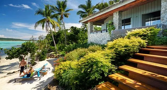 The beachfront in one of the villas at Vatuvara.