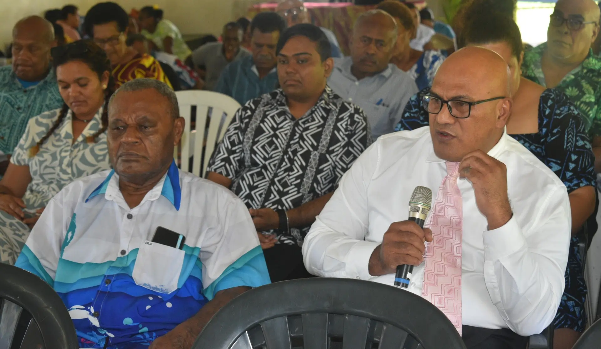 Tevita Vakalalabure (right) during the consultation on May 19.