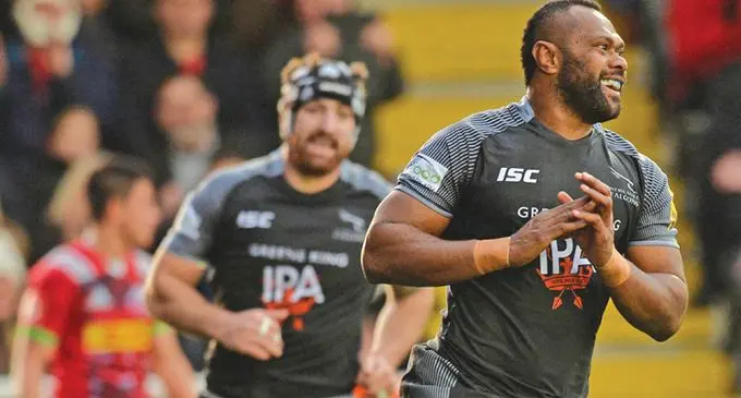 Fiji Airways Flying Fijians and Newcastle Falcons centre Vereniki Goneva scored the try that secured their bonus point win against Bath. Photo: Zimbio