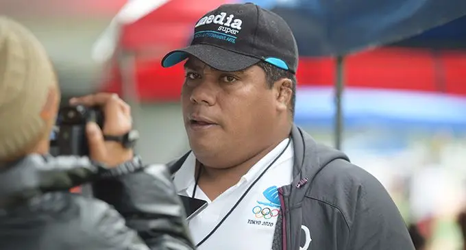 Athletics Fiji coach Antonio Raboiliku speaks to the media during today’s trial at Suva’s HFC Bank Stadium. Photo: Ronald Kumar  