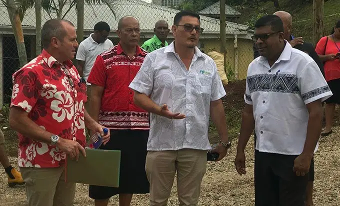 From left: Australian High Commissioner to Fiji John Feakes, Fiji Kava Limited founder and managing director Zane Yoshida and Minister of Agriculture, Rural and Maritime Development, Waterways and Environment Mahendra Reddy during the launch of the new Kava Tissue Laboratory in Levuka, Ovalau on August 30, 2019. Photos: Inoke Rabonu.